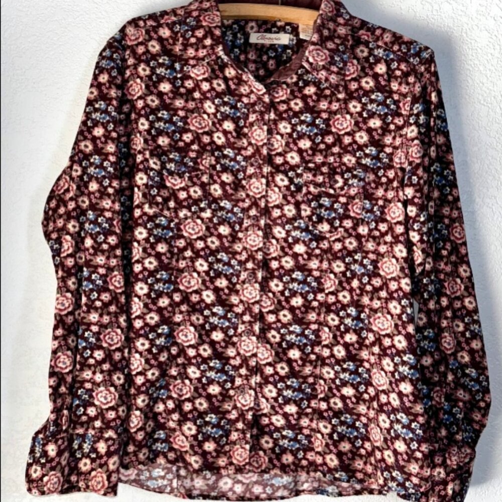 Vintage-Inspired Floral Button-Up by Classic Blues – Size XL